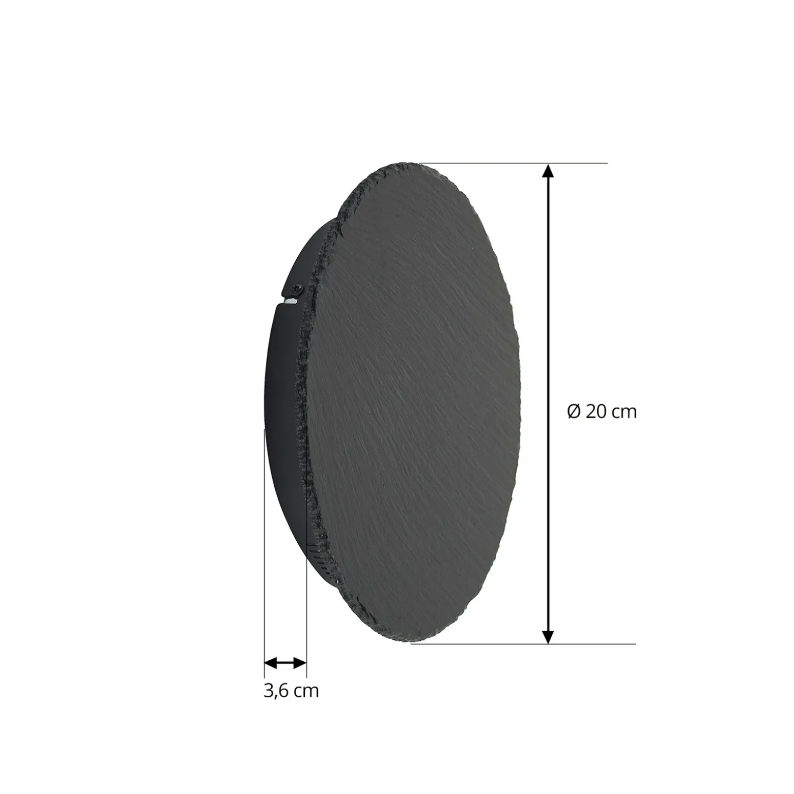 Aplique de pared LED Lindby Peetu, Ø 25 cm, pizarra, atenuable