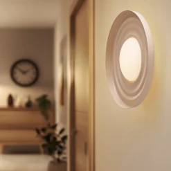Aplique de pared LED Lindby Waves, beige, Ø 43 cm, metal