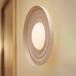 Aplique de pared LED Lindby Waves, beige, Ø 43 cm, metal