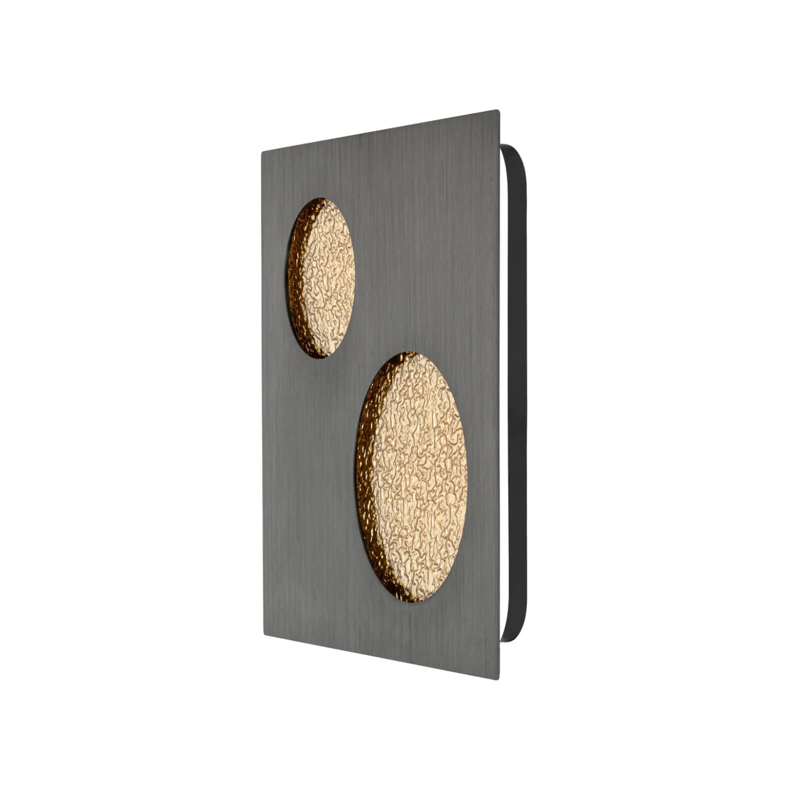 Aplique de pared LED Lucande Delin, gris/dorado, 55 x 55 cm, atenuable