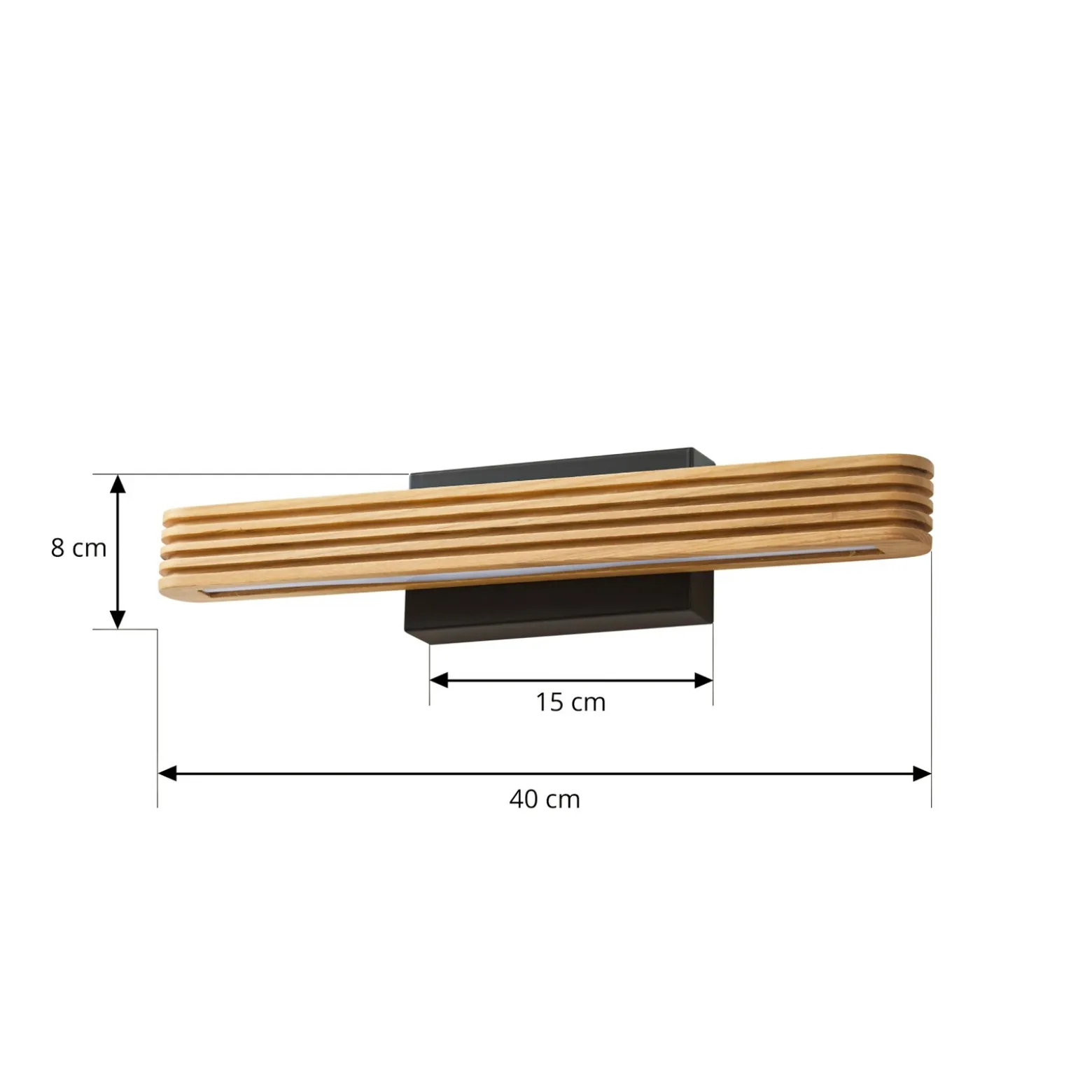 Aplique de pared LED Lucande Lieske, 40 cm, madera, negro