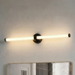Aplique de pared LED Lucande Melisa, negro, 90 cm, CCT, IP44
