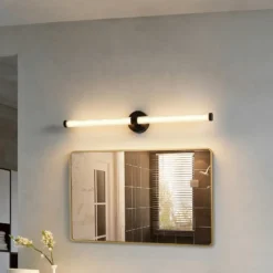 Aplique de pared LED Lucande Melisa, negro, 90 cm, CCT, IP44