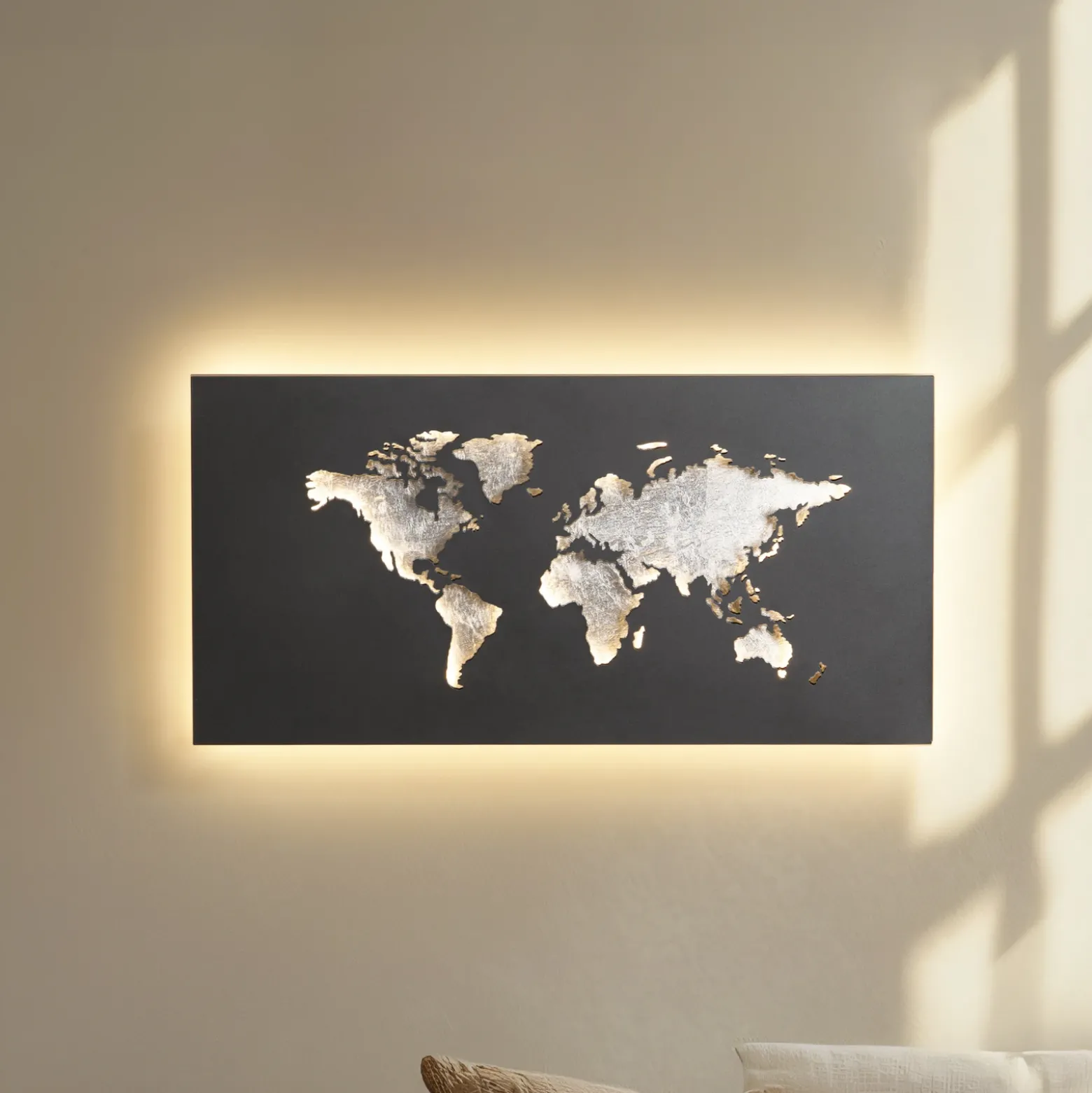 Aplique de pared LED Lucande World, antracita/plata, 60 cm x 30 cm