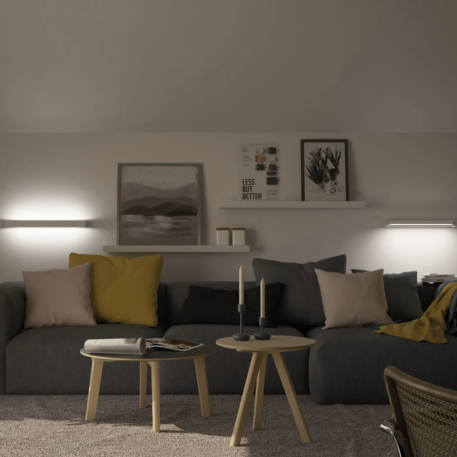 Aplique de pared LED Lucille de Paulmann, blanco, 60 cm, atenuable, IP44