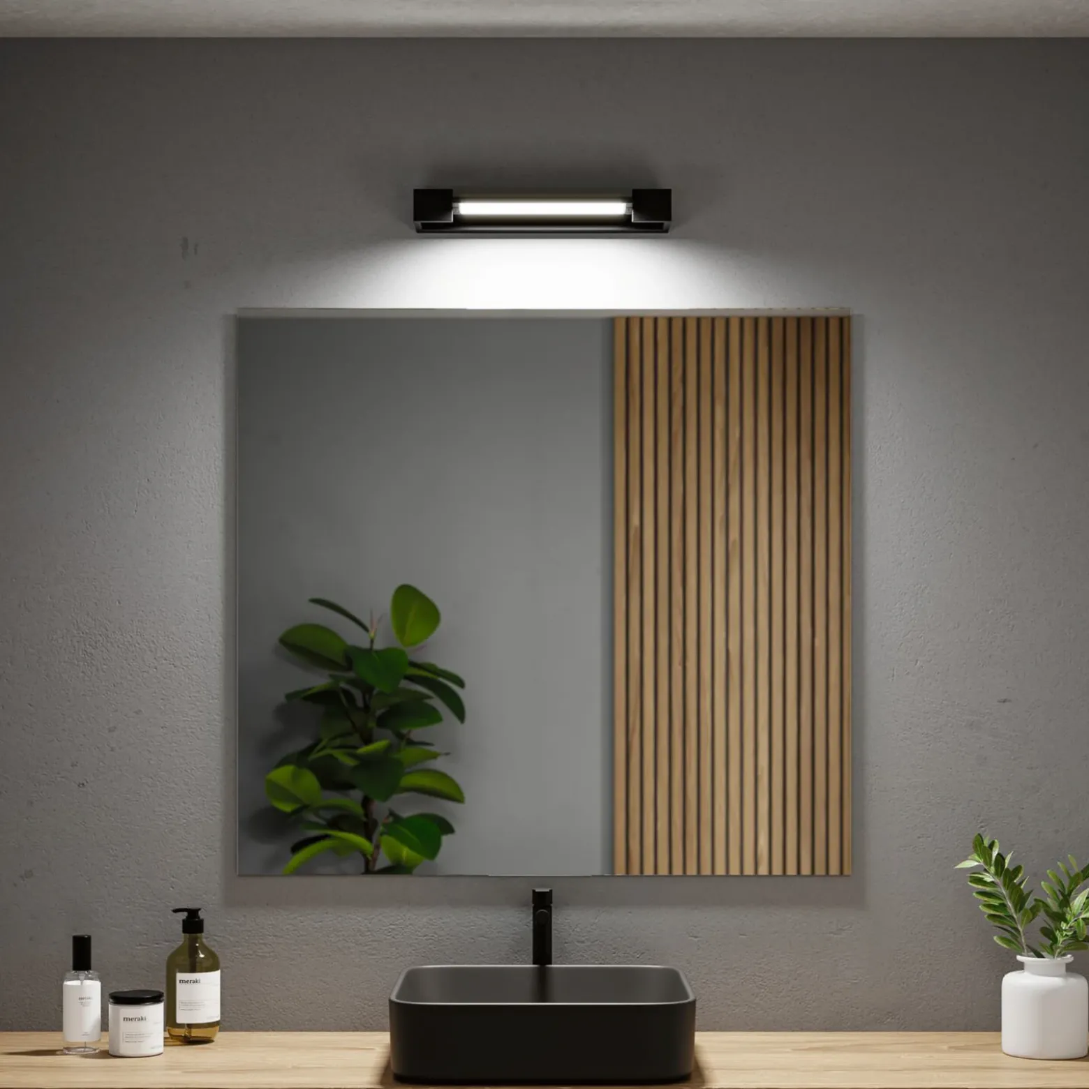 Aplique de pared LED Lucille de Paulmann, negro, 40 cm, IP44, atenuable