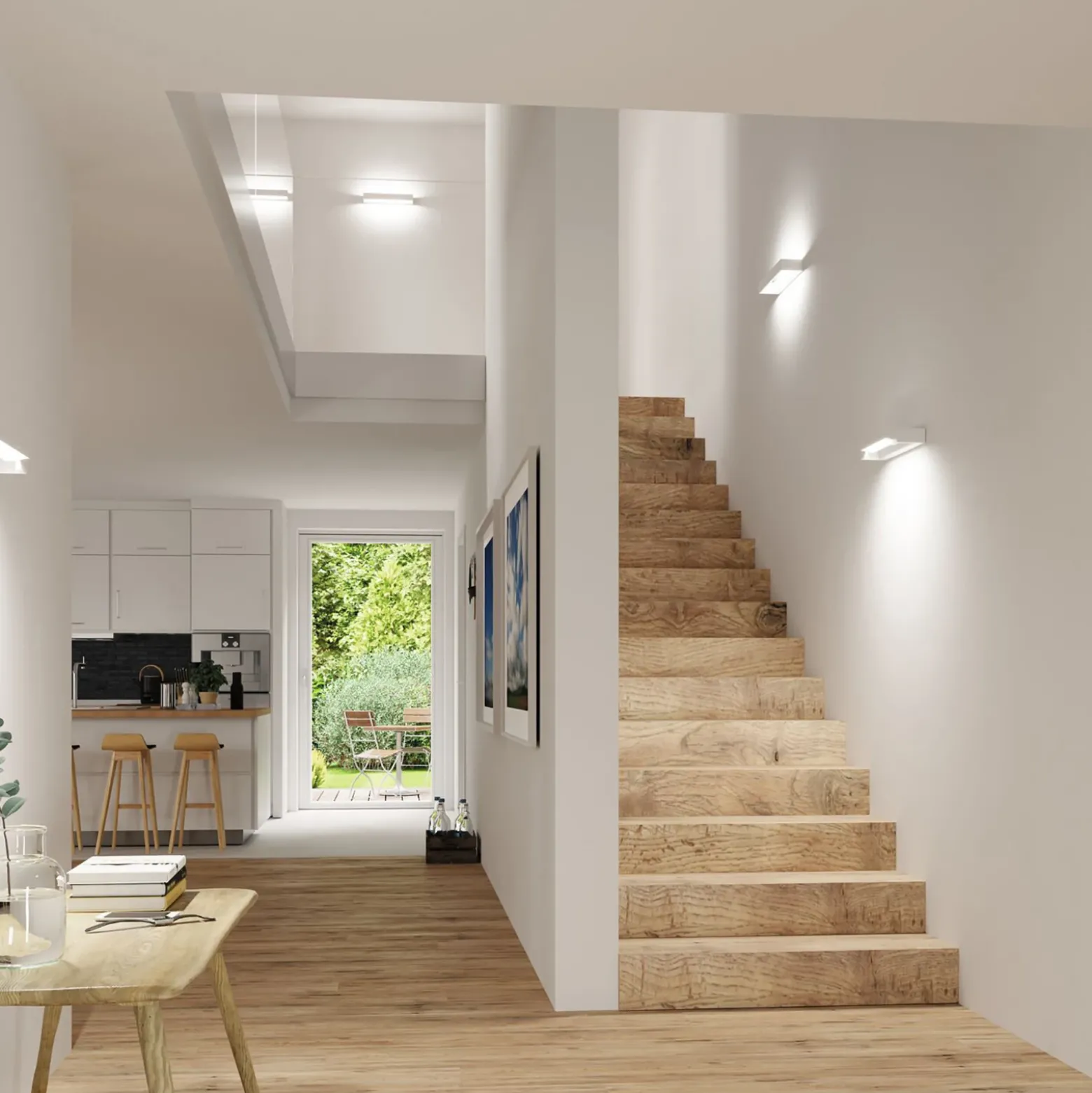 Aplique de pared LED Lucille de Paulmann, blanco, 40 cm, atenuable, IP44