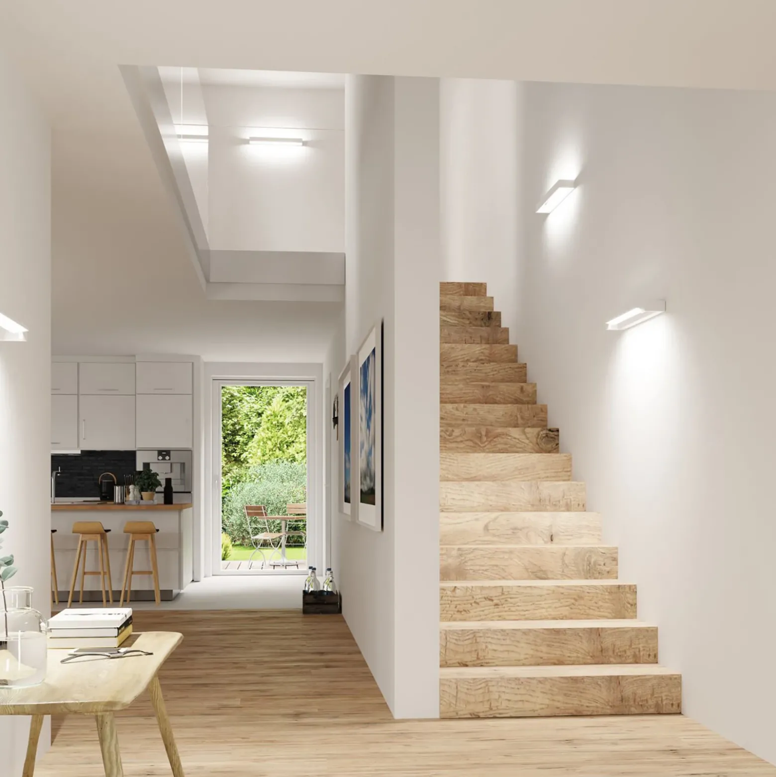 Aplique de pared LED Lucille de Paulmann, blanco, 60 cm, atenuable, IP44
