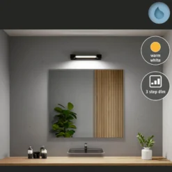Aplique de pared LED Lucille de Paulmann, negro, 40 cm, IP44, atenuable