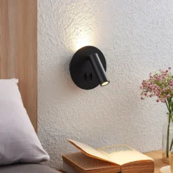 Aplique de pared LED Magya, negro, 2 luces, redondo, de Lucande