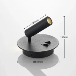 Aplique de pared LED Magya, negro, 2 luces, redondo, de Lucande