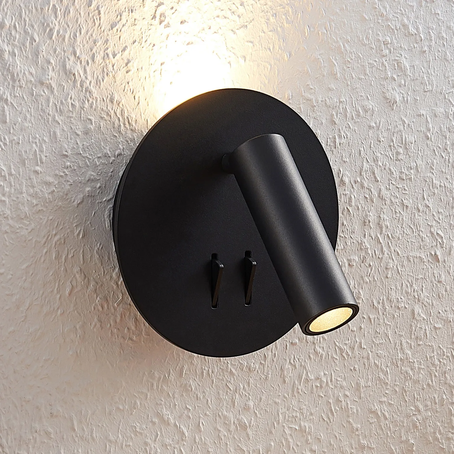 Aplique de pared LED Magya, negro, 2 luces, redondo, de Lucande
