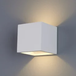 Aplique de pared LED Marita de escayola en forma de cubo