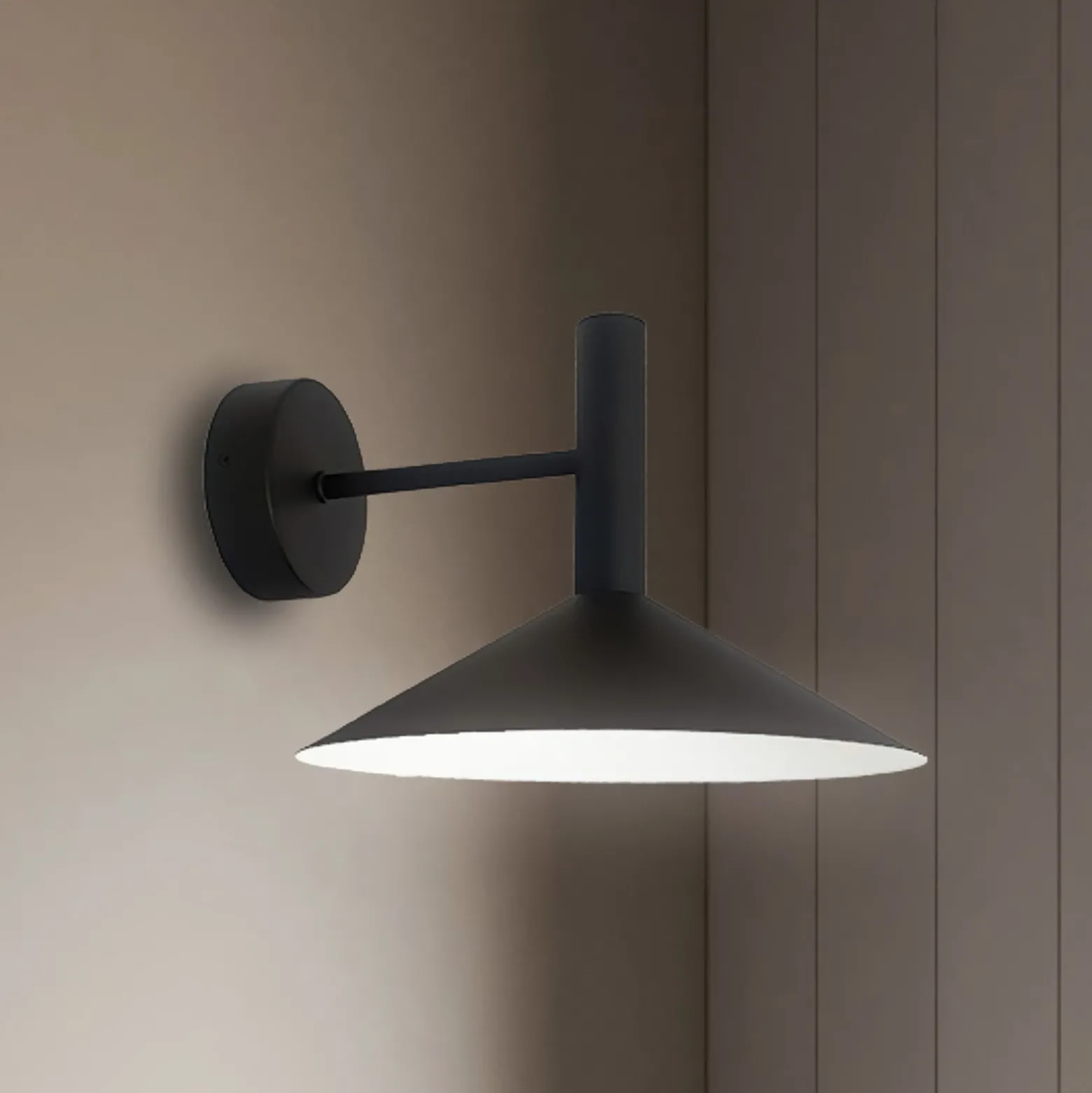 Aplique de pared LED Marsi, negra, Ø 25 cm, metal