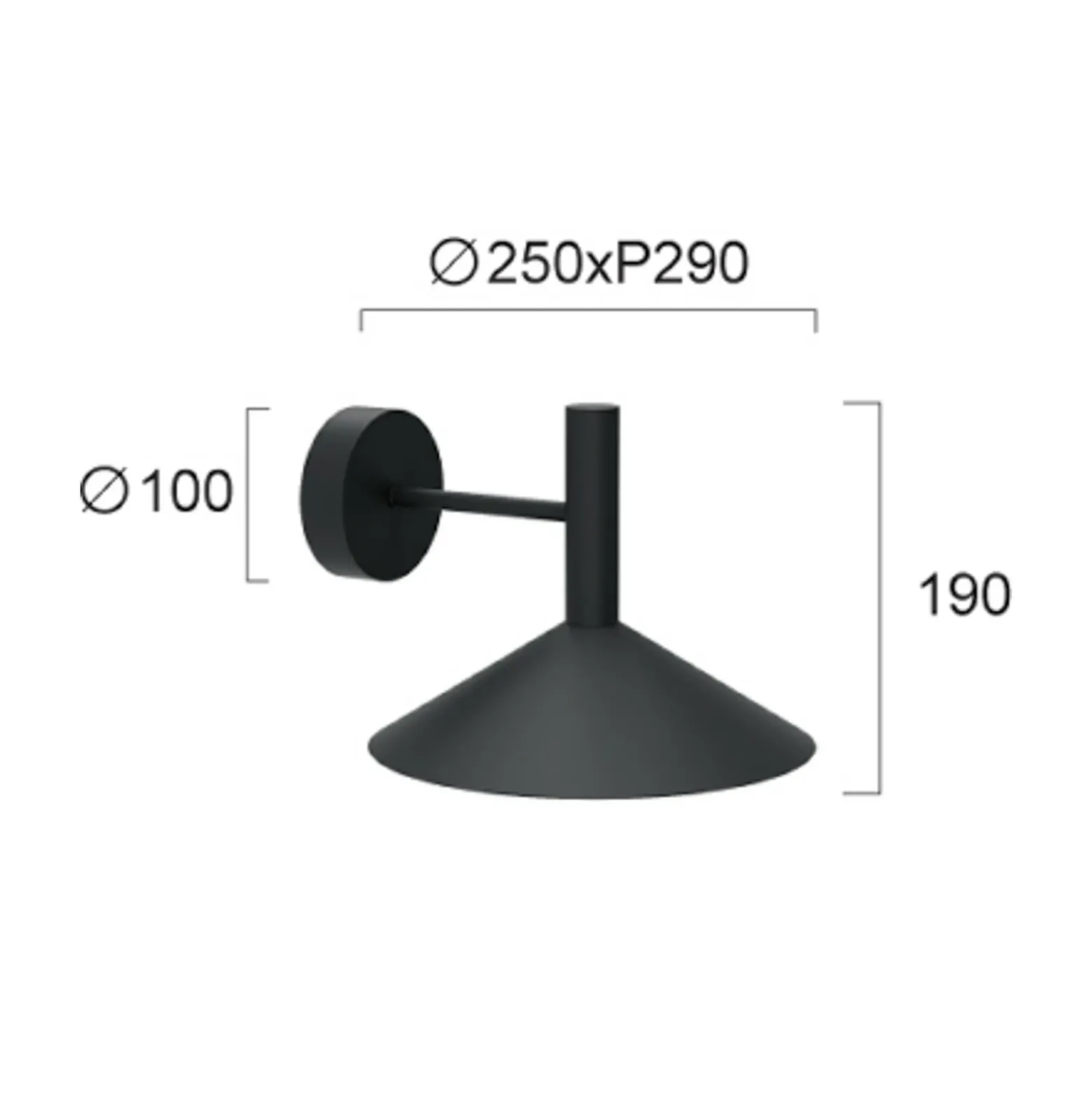 Aplique de pared LED Marsi, negra, Ø 25 cm, metal