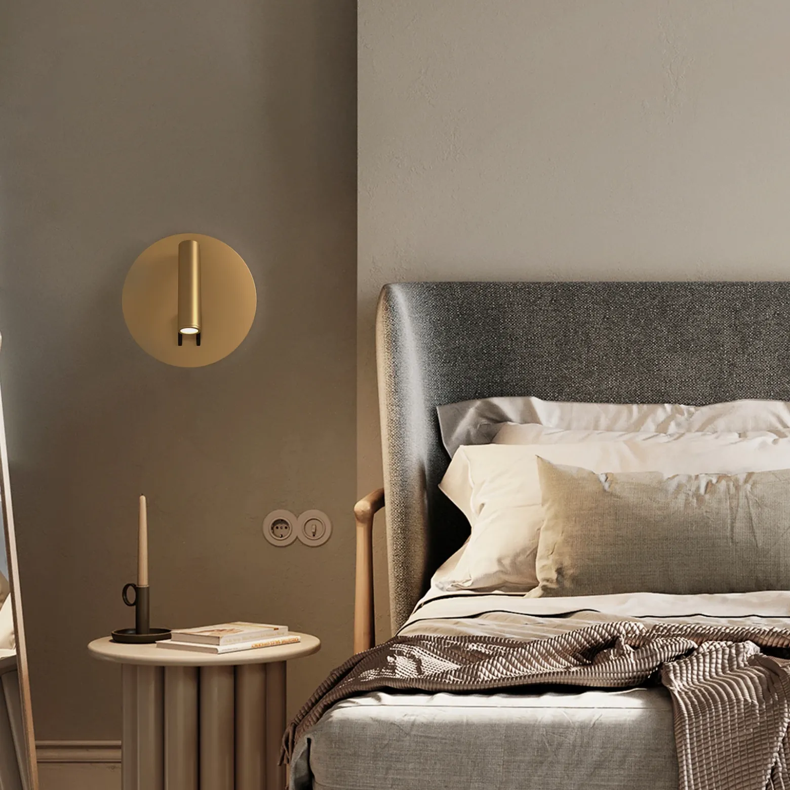 Aplique de pared LED Maytoni iOS 176, dorado, redondo, aluminio