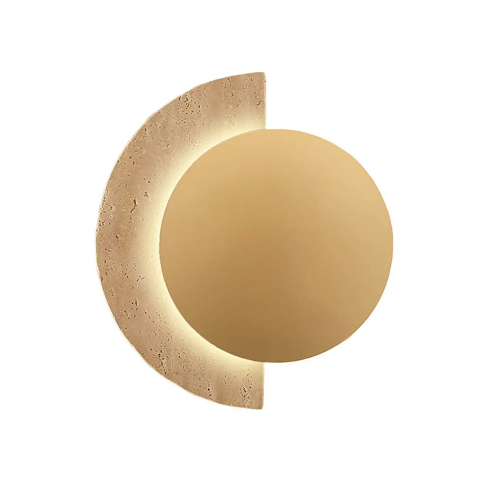 Aplique de pared LED Miranda, color dorado/beige, altura 25 cm, piedra