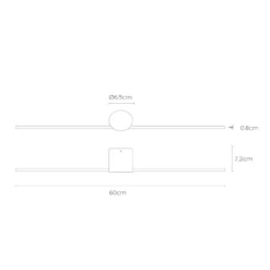 Aplique de pared LED Mizar, 60 cm, negro, IP44