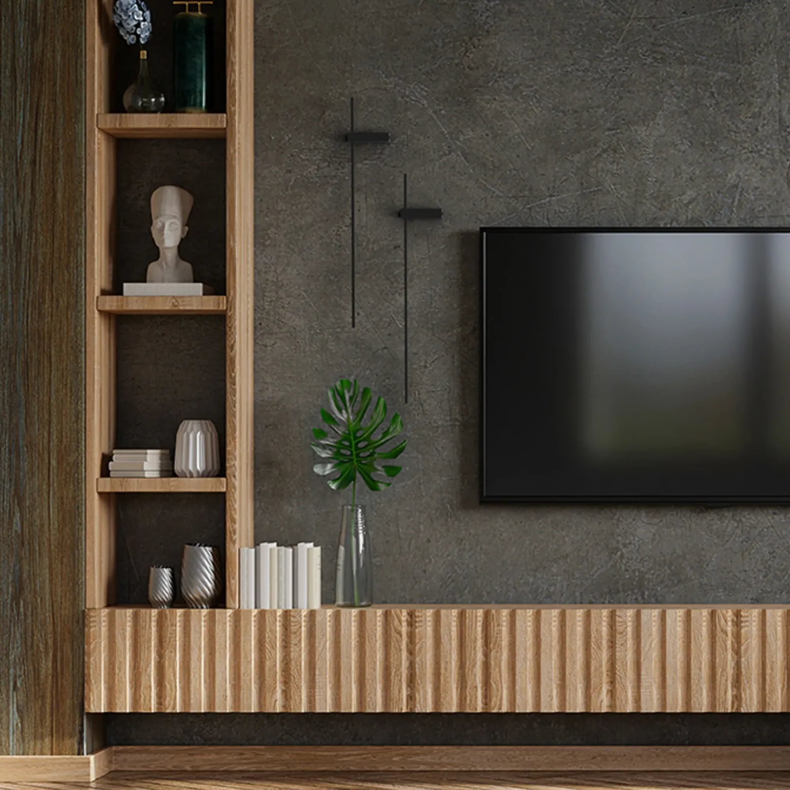 Aplique de pared LED Motive L, 120 cm de ancho, negro, metal