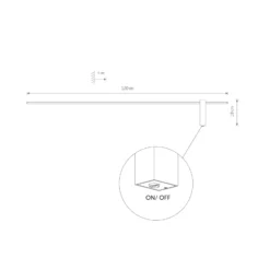 Aplique de pared LED Motive L, 120 cm de ancho, negro, metal