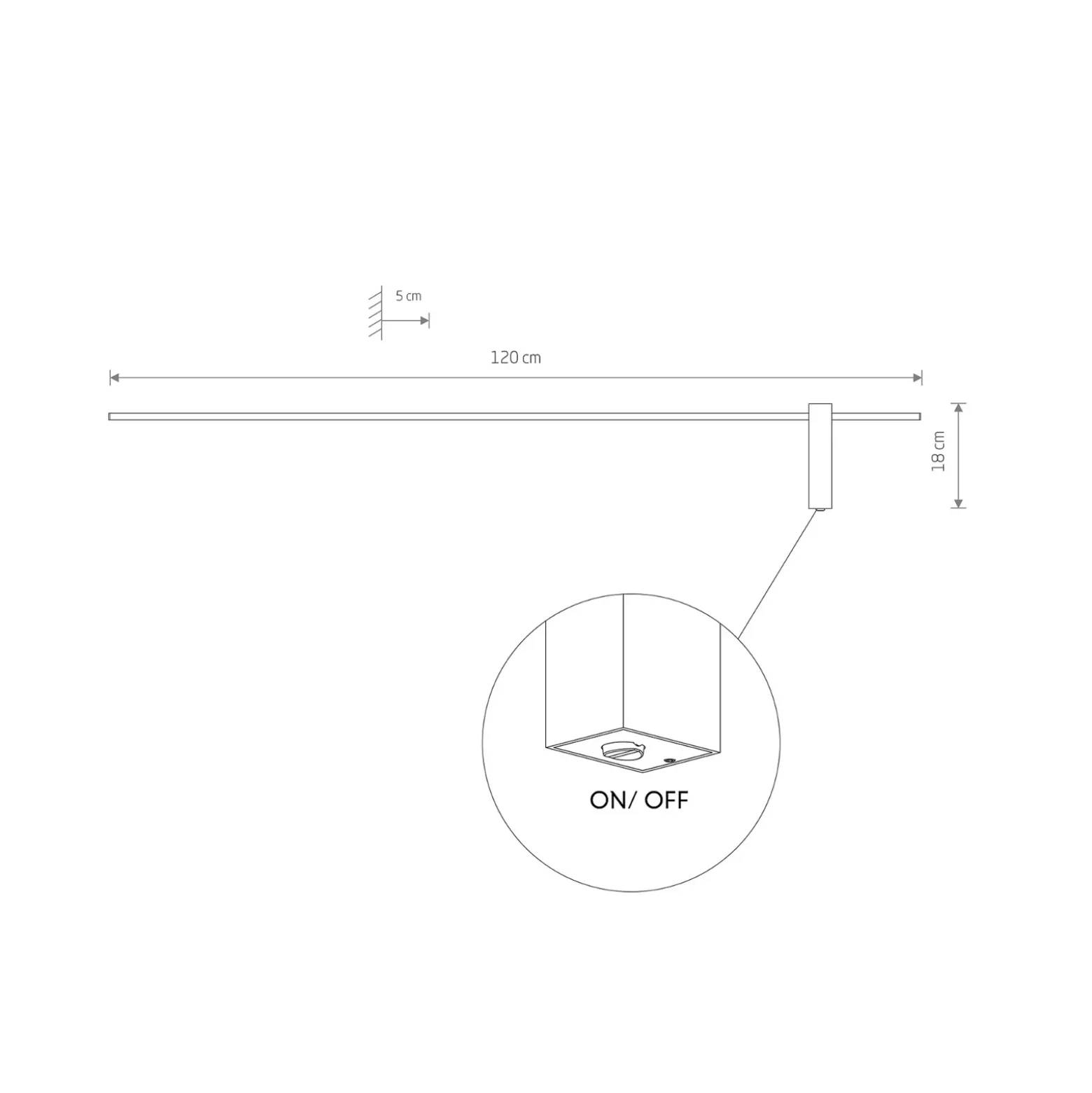Aplique de pared LED Motive L, 120 cm de ancho, negro, metal