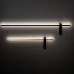 Aplique de pared LED Motive L, 120 cm de ancho, negro, metal