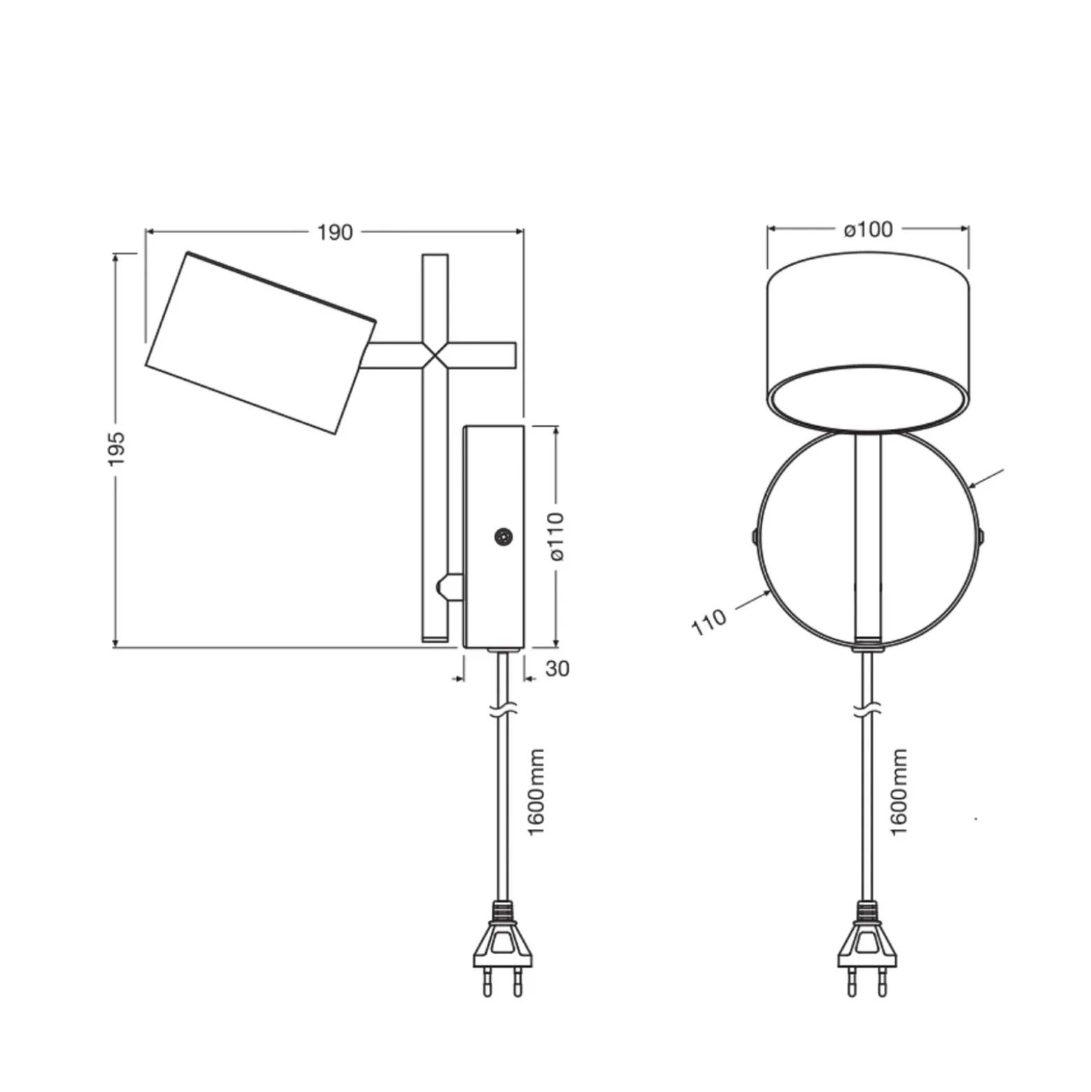 Aplique de pared LED OSRAM Decor Kyoto, negro, atenuable, con enchufe