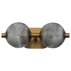Aplique de pared LED PALMAS dorada/gris humo Ancho 39 cm 2 luces IP44