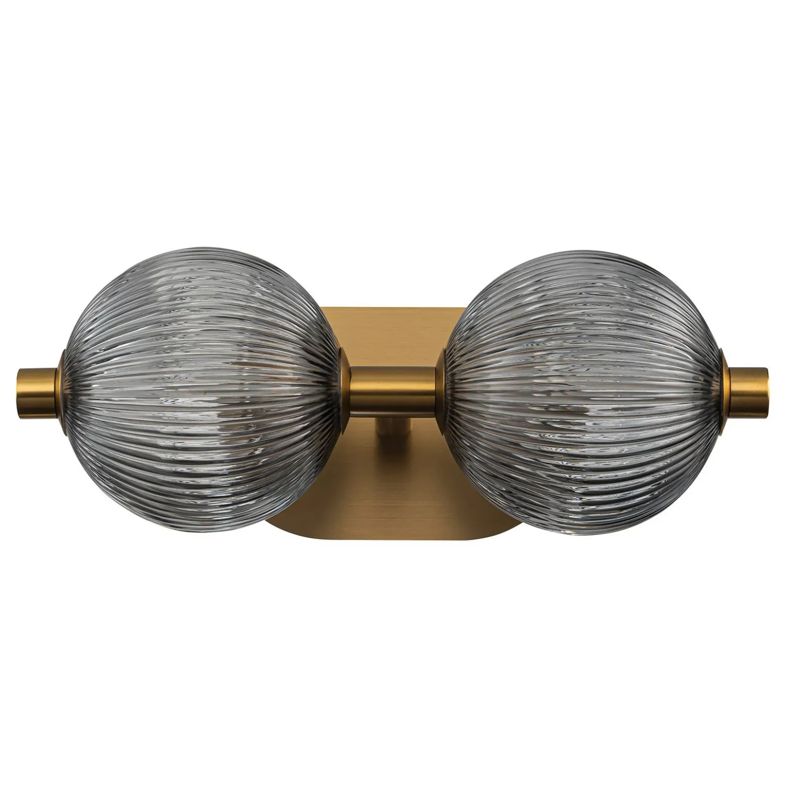 Aplique de pared LED PALMAS dorada/gris humo Ancho 39 cm 2 luces IP44