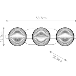 Aplique de pared LED PALMAS dorada/gris humo Ancho 59 cm 3 luces IP44