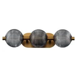 Aplique de pared LED PALMAS dorada/gris humo Ancho 59 cm 3 luces IP44