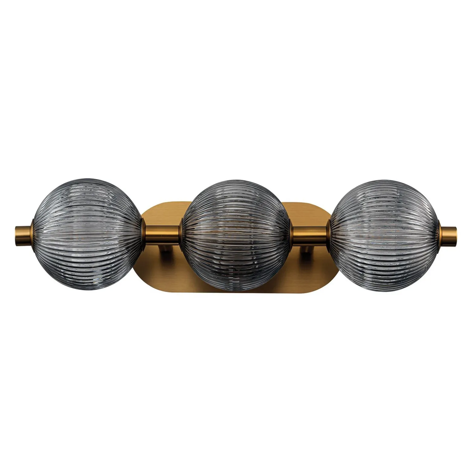 Aplique de pared LED PALMAS dorada/gris humo Ancho 59 cm 3 luces IP44