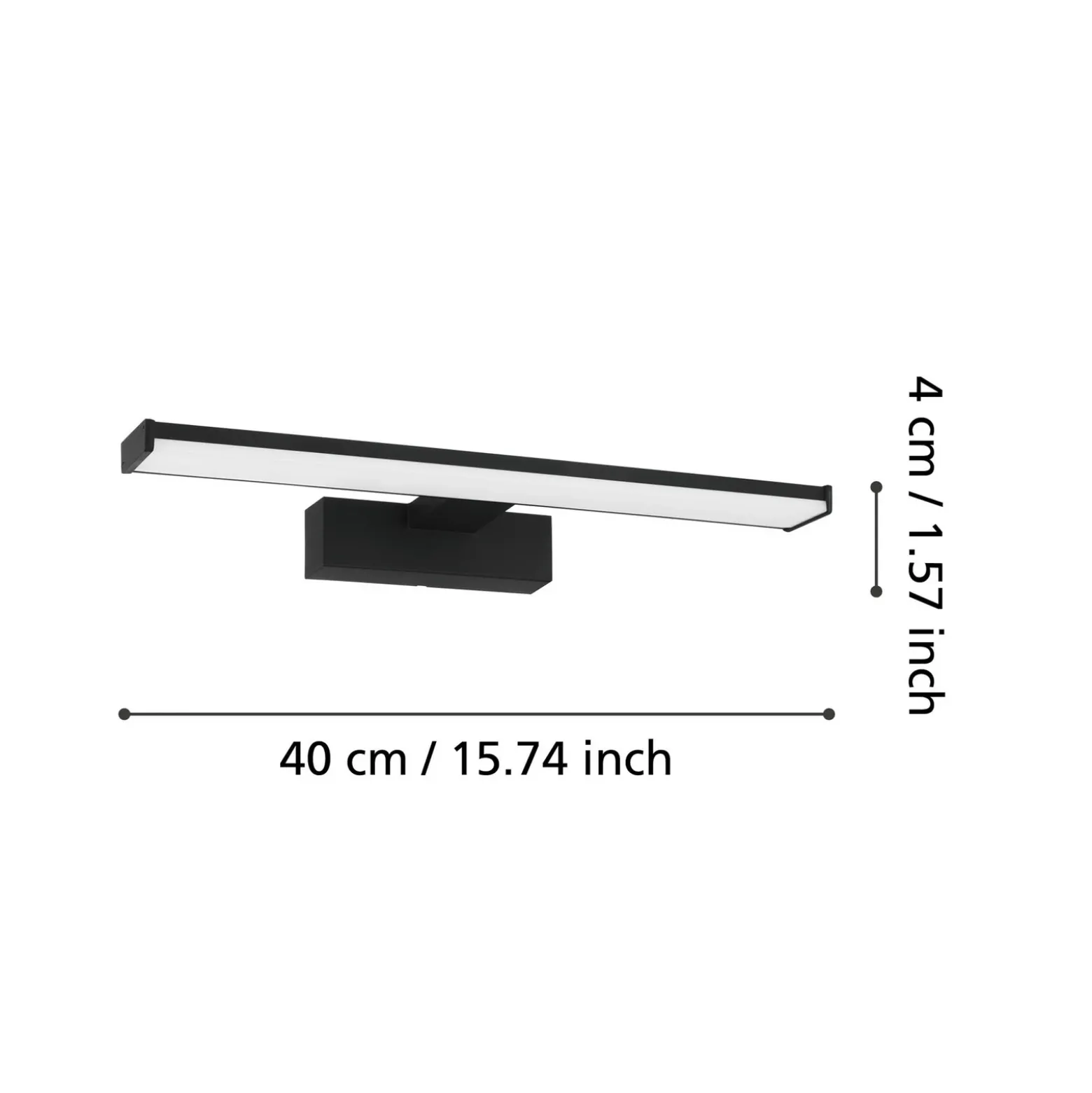 Aplique de pared LED Pandella 1, longitud 40 cm, negro, aluminio
