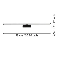Aplique de pared LED Pandella 1, longitud 78 cm, negro, aluminio