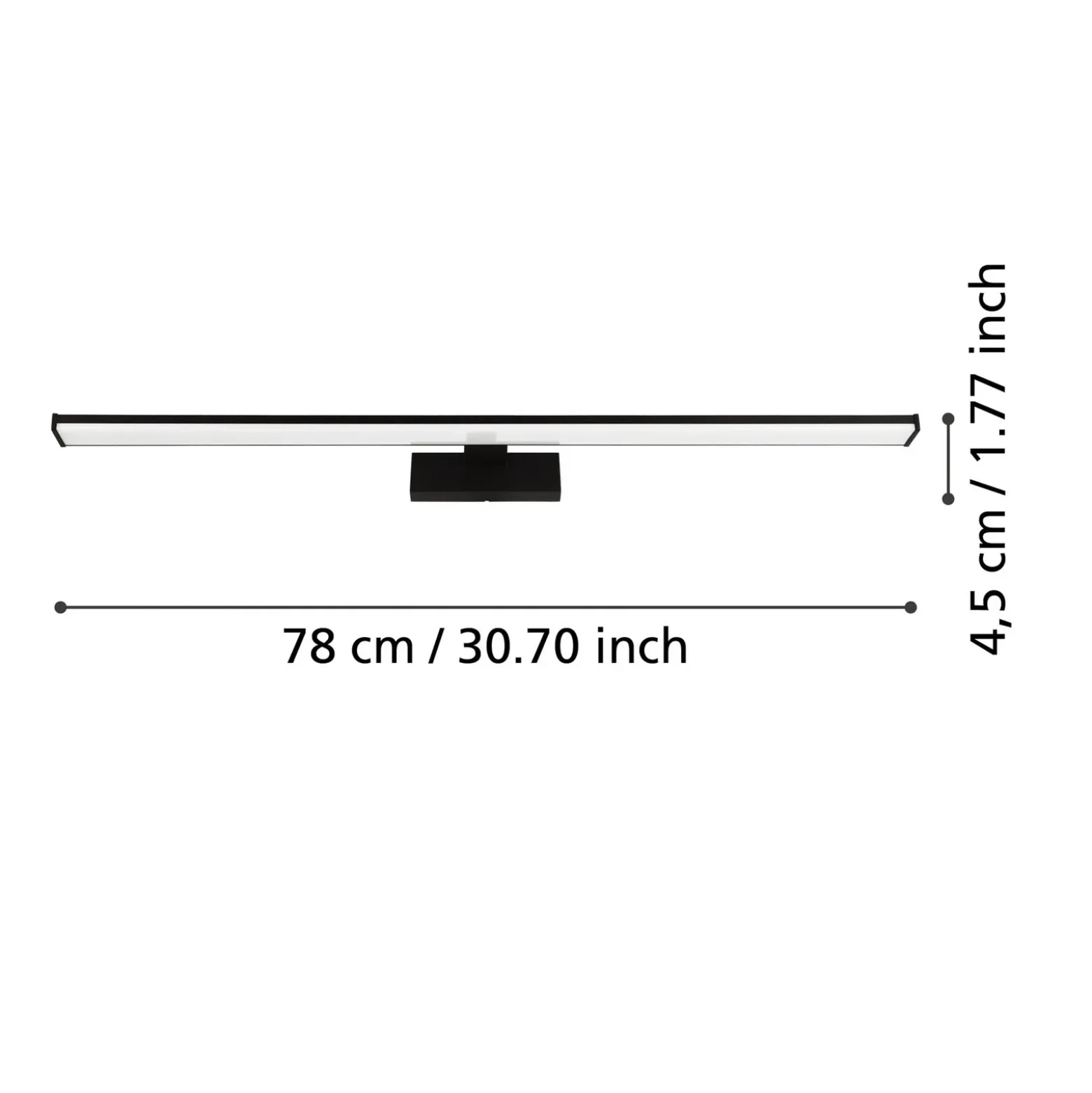 Aplique de pared LED Pandella 1, longitud 78 cm, negro, aluminio