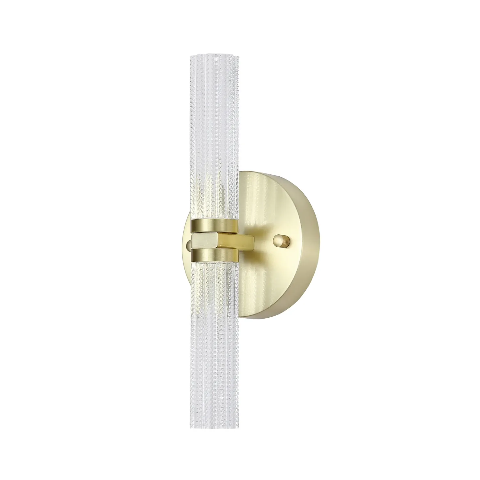 Aplique de pared LED para baño Aberdeen, altura 34 cm, color latón, 2 luces.