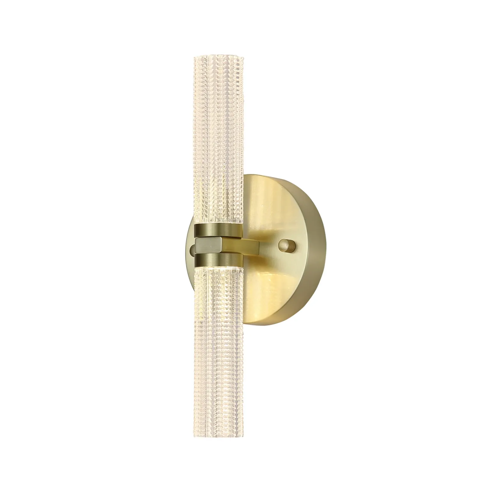 Aplique de pared LED para baño Aberdeen, altura 34 cm, color latón, 2 luces.