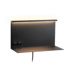 Aplique de pared LED Paulmann Jarina negra, 35 cm, bandeja, puerto USB