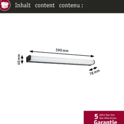 Aplique de pared LED Paulmann Arneb, negra, 59 cm, 3000 K, IP44