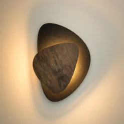 Aplique de pared LED Pedra, negro/wengué, acero, madera, 3.000 K