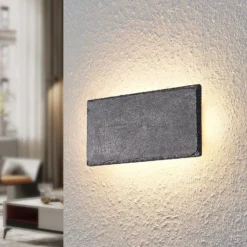 Aplique de pared LED Peetu de Lindby, 22 cm de largo, pizarra, atenuable
