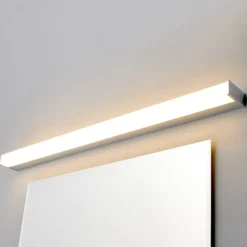Aplique de pared LED Philippa de Lindby, angular, 89 cm, cromado, IP44