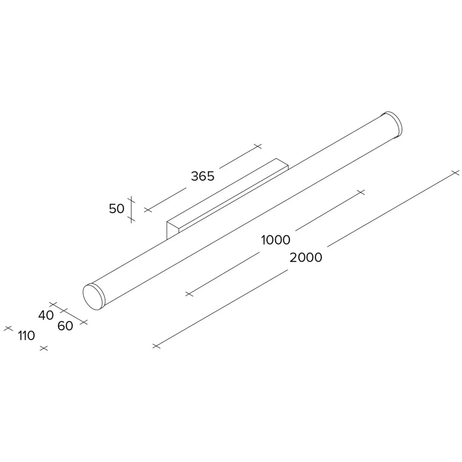 Aplique de pared LED Pirgos, 100 cm de ancho, blanco, plástico