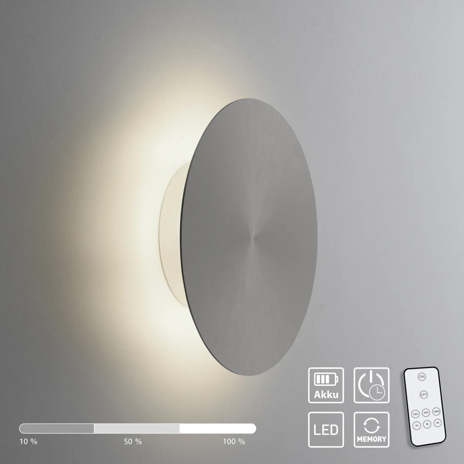 Aplique de pared LED Puntua Ø 18 cm gris