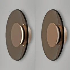 Aplique de pared LED PURE Moon, bronce, Ø 32 cm, cristal/aluminio