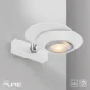 Aplique de pared LED PURE Oculis, blanco, 30 cm, hierro/cristal, 2 luces