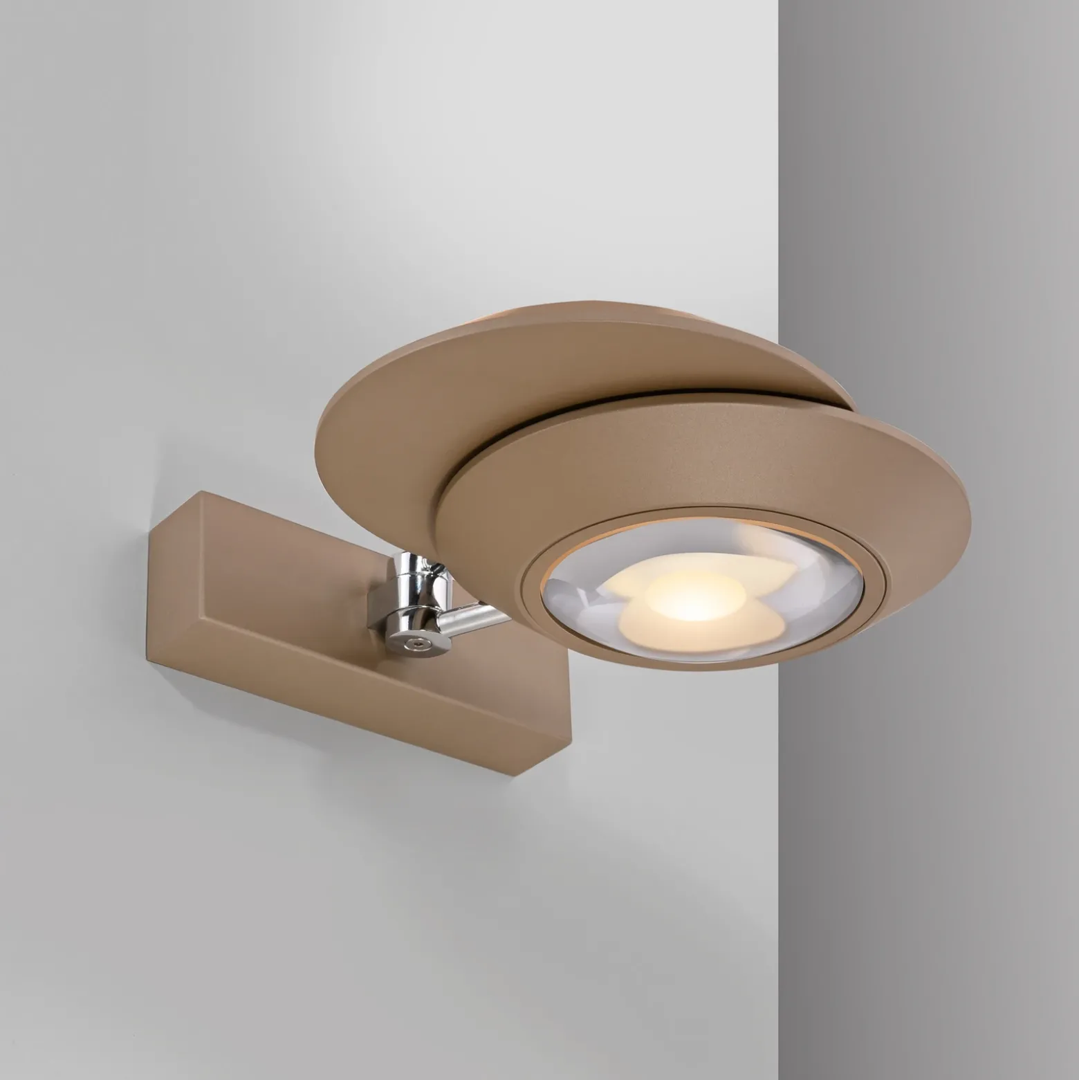 Aplique de pared LED PURE Oculis, color bronce, 30 cm, hierro, 2 luces
