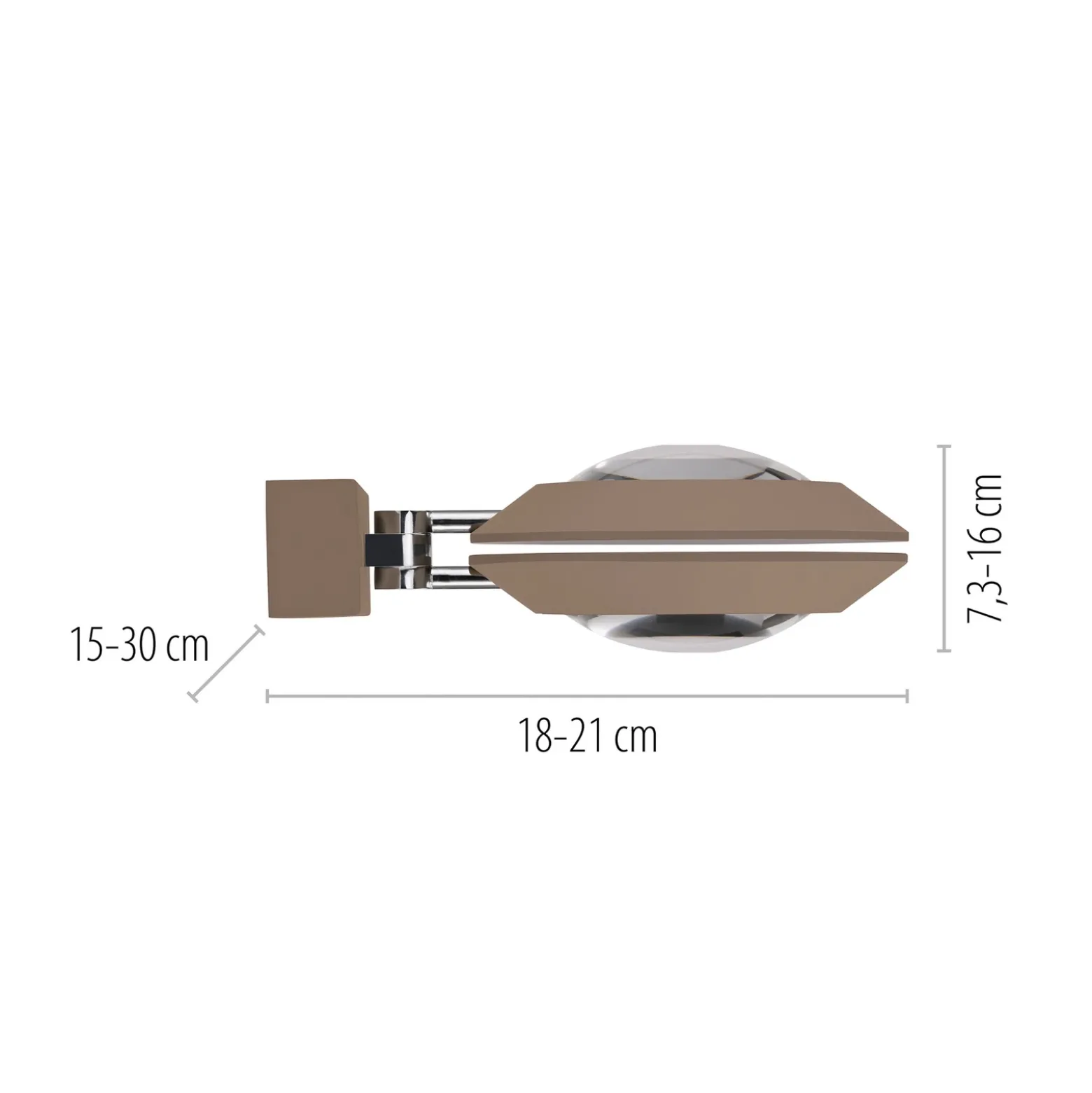 Aplique de pared LED PURE Oculis, color bronce, 30 cm, hierro, 2 luces
