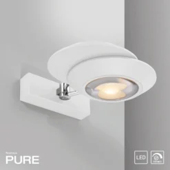 Aplique de pared LED PURE Oculis, blanco, 30 cm, hierro/cristal, 2 luces