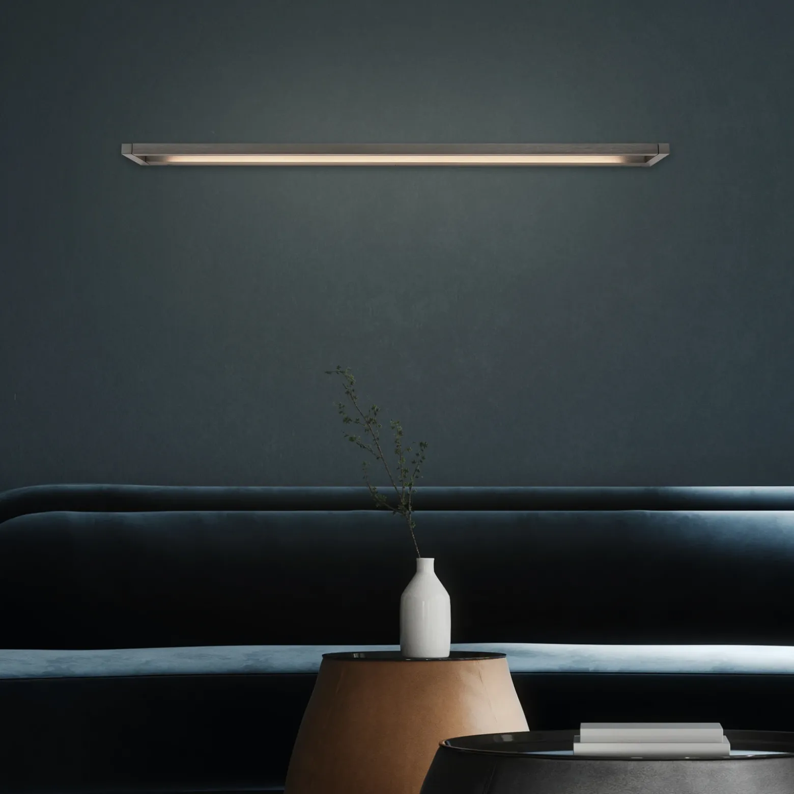 Aplique de pared LED PURE Puro, gris, 100 cm de ancho, aluminio, atenuador de